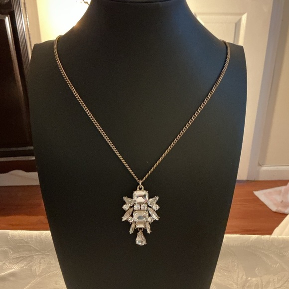 J. Crew Jewelry - J. Crew Vintage Rhinestone Cluster Gold Tone Pendant Necklace